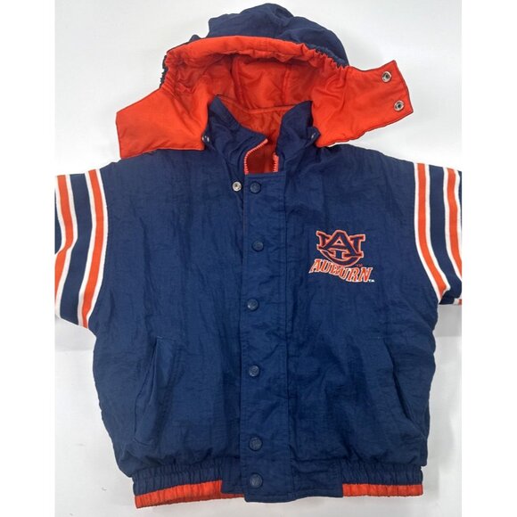 Vintage Auburn Tigers Puffer Jacket Reversible Kids Medium 10-12 Hooded Thick - Picture 5 of 16